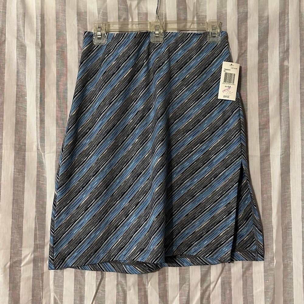 "XOXO" stretchy skirt, size M, blue, sliver, grey, white, new with tags